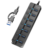 LogiLink hub USB 3.2, 7 ports, avec interrupteurs, noir