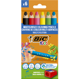 BIC kids Crayon de couleur multi-surfaces, tui carton de 6