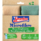 Spontex chiffon microfibre en fibres recycles, pack de 2