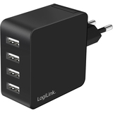 LogiLink chargeur secteur USB, 4x USB-A, 24 watts, noir