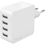 LogiLink chargeur secteur USB, 4x USB-A, 24 watts, blanc