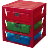 LEGO module de classement 3-DRAWER storage RACK, rouge