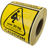 rillprint hinweisetiketten "CAUTION over 20 KG"