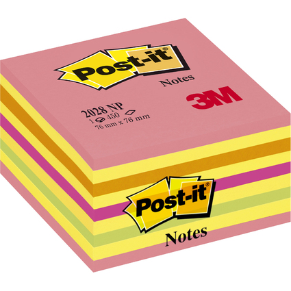 Post-it Bloc-note cube, 76 x 76 mm, assorti Energie Intense