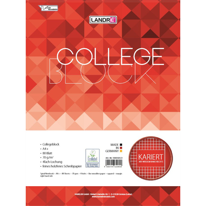 LANDR Cahier  spirale "college", A4, quadrill, 160 pages