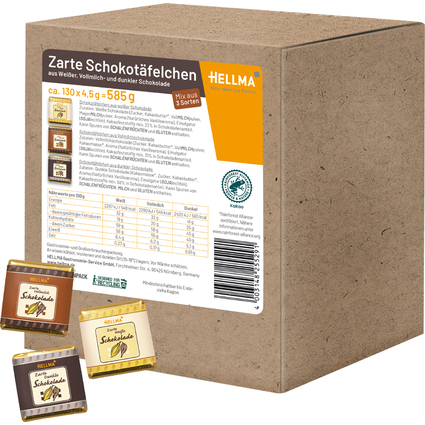 HELLMA Mini-tablette de chocolat belge, dans un carton