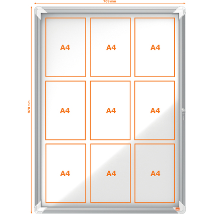 nobo Vitrine d'affichage Premium Plus, fond en mtal, 9x A4