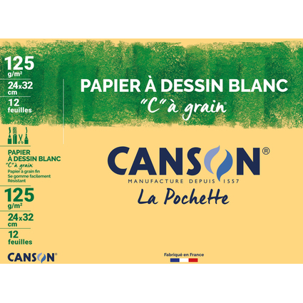 CANSON Papier  dessin "C"  grain, 320 x 240 mm, 125 g/m2