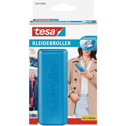 tesa Rouleau anti-peluches, 3 m x 80mm,avec mecanisme pliant