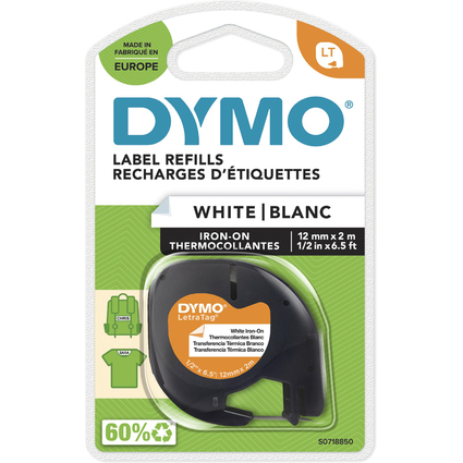 DYMO Ruban d'tiquette LetraTag, repassable, 12 mm x 2 m