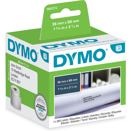 DYMO Etiquette d'adresse LabelWriter, 89 x 36 mm, blanc