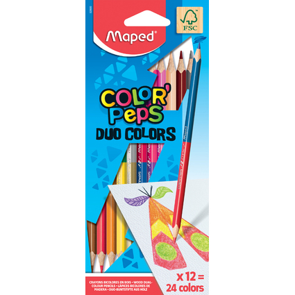 Maped Crayons bicolores COLOR'PEPS DUO, triangulaire, tui