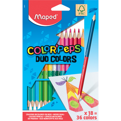 Maped Crayons bicolores COLOR'PEPS DUO, triangulaire, tui