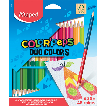 Maped Crayons bicolores COLOR'PEPS DUO, triangulaire, tui