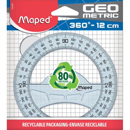 Maped Rapporteur Geometric 360 deg, 120 mm, en plastique