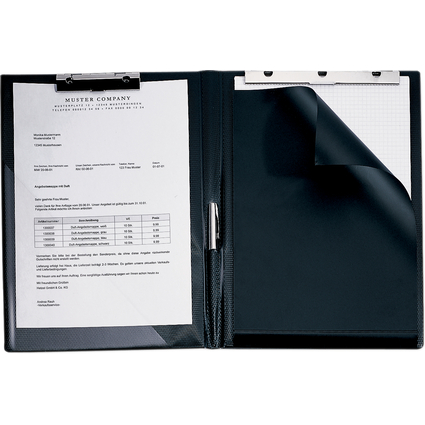 HETZEL Chemise porte-bloc, format A4, noir, fine reliure