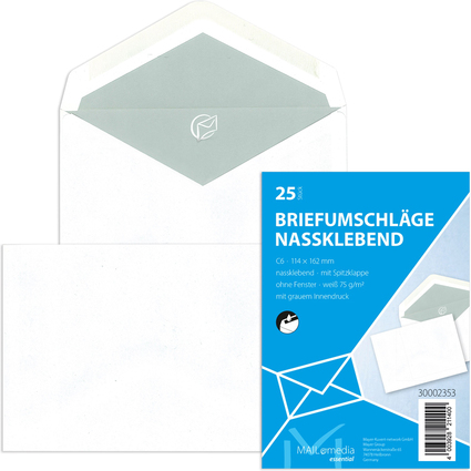 MAILmedia enveloppe Offset, C6, sans fentre, gomm, blanc