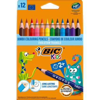 BIC KIDS Crayons de couleur triangulaires Evolution Triangle