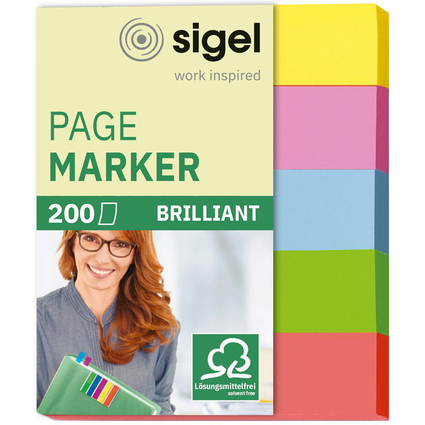 sigel Marque-page repositionnable Mini brillant, 50 x 12 mm