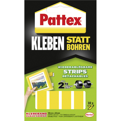 Pattex Pastilles adhesives pour montage, detachables, jaune