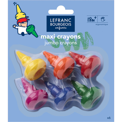 LEFRANC BOURGEOIS Baby crayons, tui de 6, ergonomiques