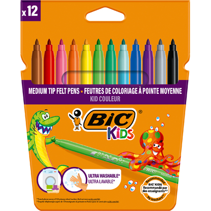 BIC KIDS Feutre Kid Couleur medium, tui en carton de 12