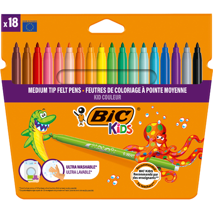 BIC KIDS Feutre Kid Couleur medium, tui en carton de 18