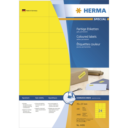HERMA Etiquette universelle SPECIAL, 70 x 37 mm, jaune