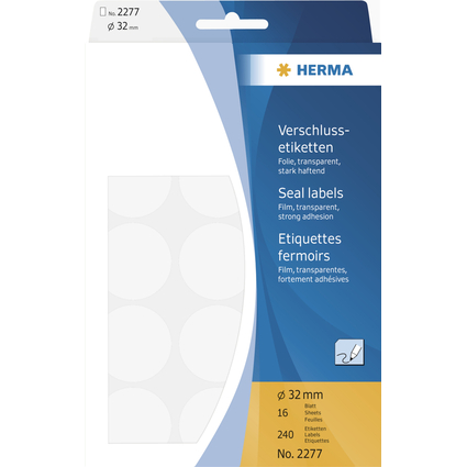 HERMA Etiquette fermoir, diamtre 32 mm, transparent