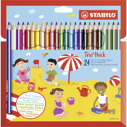STABILO Crayon de couleur Trio long, corps large, tui de 24