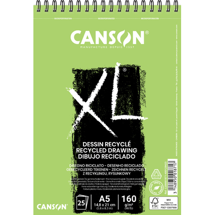 CANSON Bloc croquis et tudes "XL DESSIN RECYCLE", A5