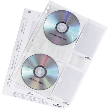 DURABLE Pochette CD/DVD COVER M, pour 4 CD, PP, A4