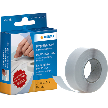 HERMA Ruban adhsif double-face, 12,5 mm x 12 m, blanc