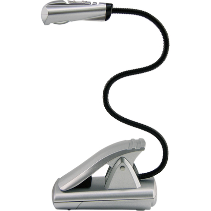 WEDO Lampe de lecture LED avec clip, mobile, 1 LED, argent