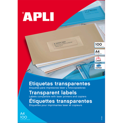 APLI Etiquettes translucides, 48,5 x 25,4 mm