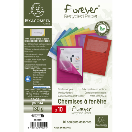 EXACOMPTA Chemise  fentre FOREVER, A4, 130 g/m2, assorti