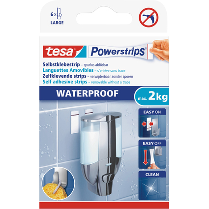 tesa Powerstrips Pastille adhsive LARGE WATERPROOF, blanc