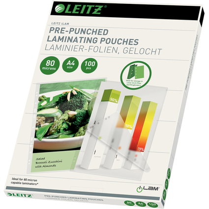 LEITZ Pochette de plastification, A4, classement, 160