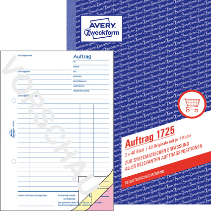 AVERY Zweckform Formularbuch "Auftrag", SD, A5, 2 x 40 Blatt