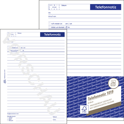 AVERY Zweckform Formularbuch "Telefonnotiz", A5, 50 Blatt