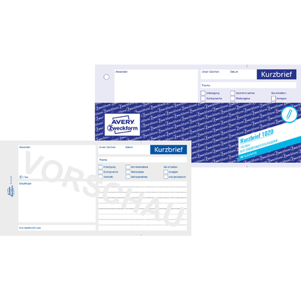 AVERY Zweckform Formularbuch "Kurzbrief", 1/3 A4, 100 Blatt