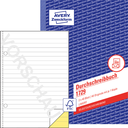 AVERY Zweckform Formularbuch "Durchschreibebuch", A5