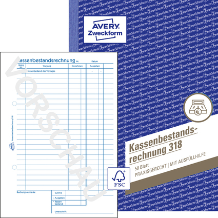 AVERY Zweckform Formularbuch "Kassenbericht Bestand", A5