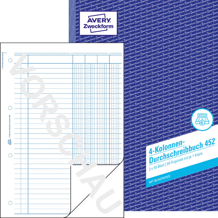 AVERY Zweckform Formularbuch "4 Kolonnen-Durchschreibbuch"