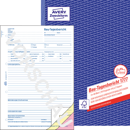 AVERY Zweckform Formularbuch "Bau-Tagesbericht", SD, A4