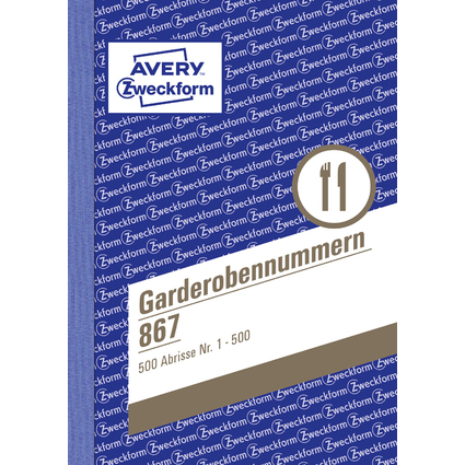 AVERY Zweckform bloc de numrotation "numro garderobe",