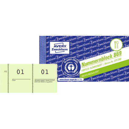 AVERY Zweckform bloc numrot 1 - 1000, 105 x 53 mm, vert