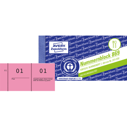 AVERY Zweckform bloc numrot 1 - 1000, 105 x 53 mm, rouge