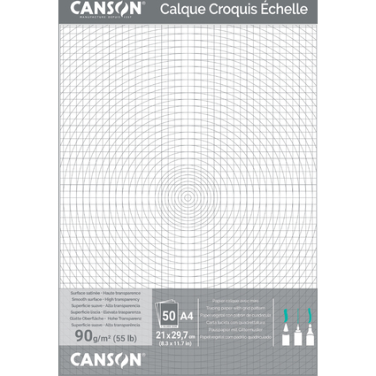 CANSON Papier calque pour dessin technique, A4, 90/95 g/m2