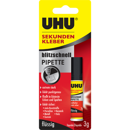 UHU colle instantane blitzschnell PIPETTE, 3g